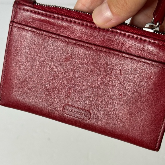 VTG Coach Leather Wallet Cardholder With Metal Zip Deep Red - Picture 6 of 10